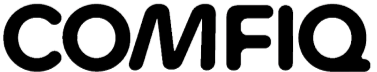 COMFIQ Logo in a Black and White Background